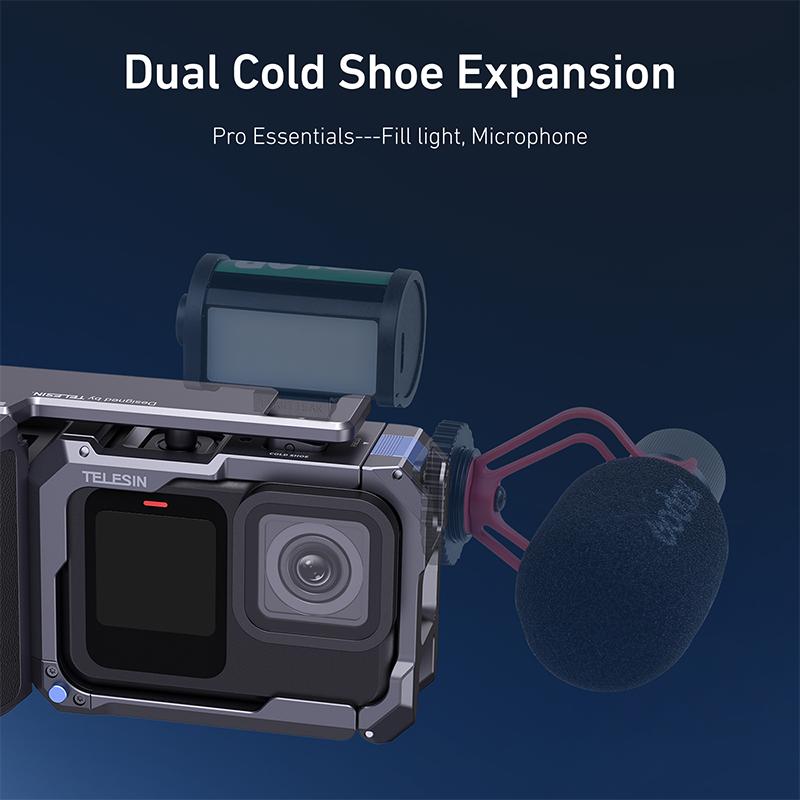 TELESIN Metal Sports Camera Street Grip Kit Rabbit Cage Set For Gopro Hero 13/12/11/10/9 Ergonomic Vlog Quick-Release Grip
