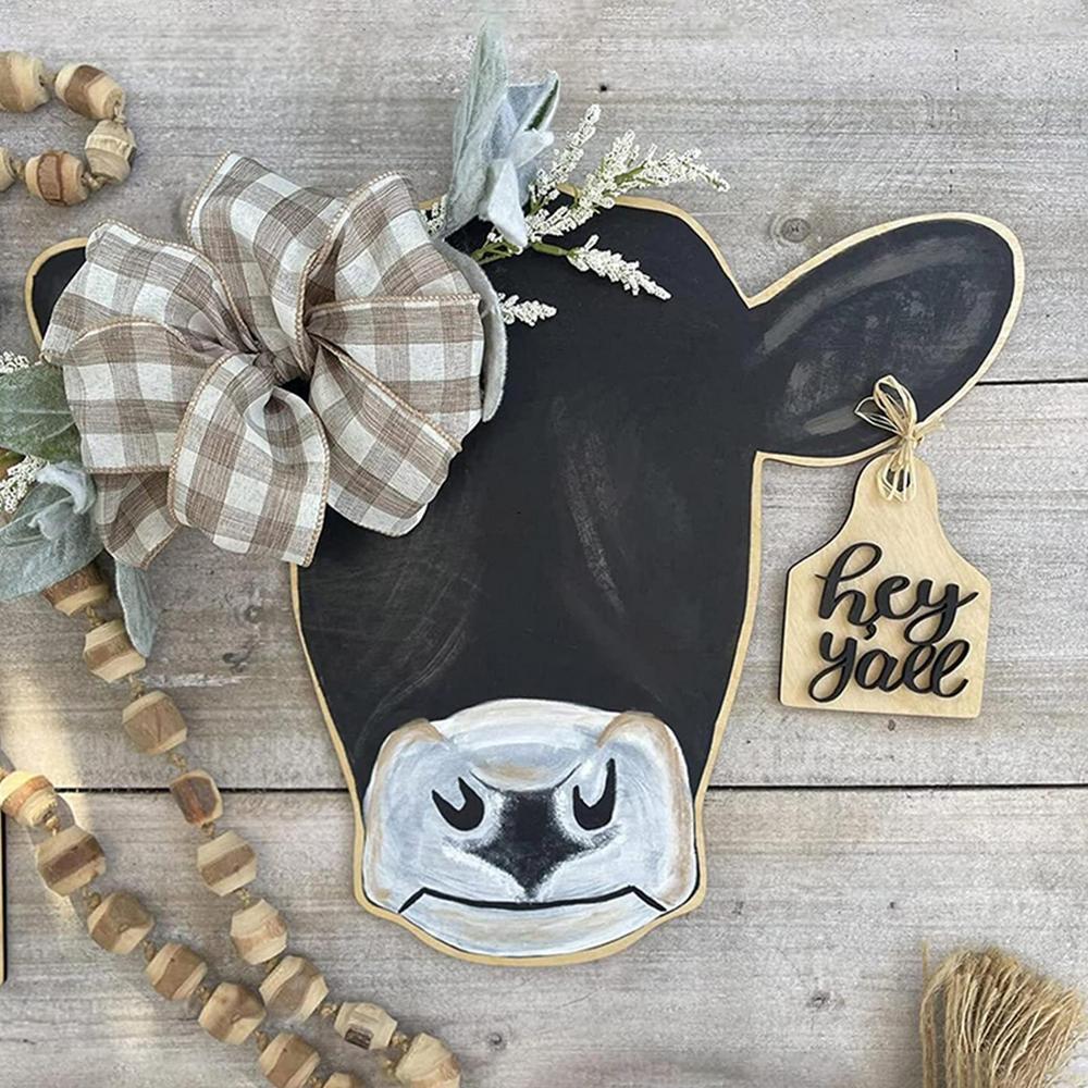 Знак «Голова коровы», вешалка для передней двери, деревенские деревянные подвесные знаки, украшения для крыльца, украшения для дома, кухни, в помещении, на открытом воздухе