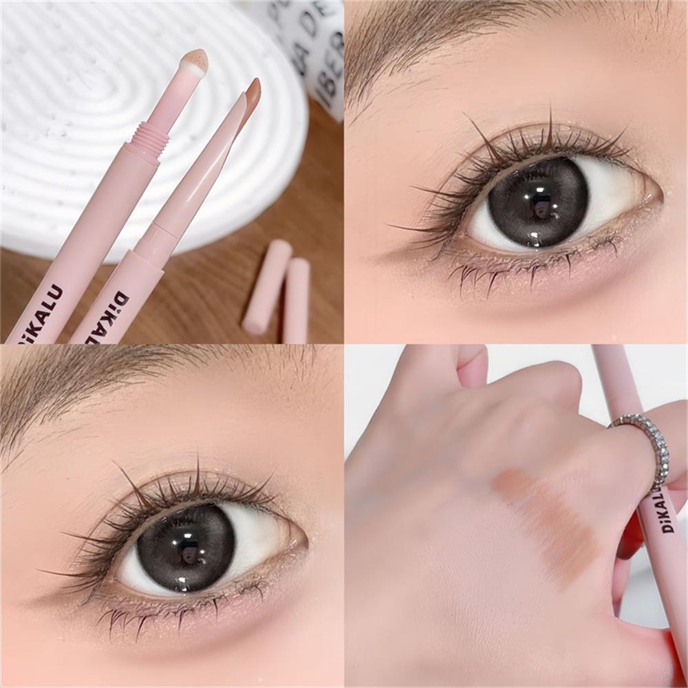 2-in-1 Lying Silkworms Eye Pencil Smudge-Proof Pink Shadow & Shimmer Highlighter Brighten Aegyo Sal Stick Korean Cosmetics