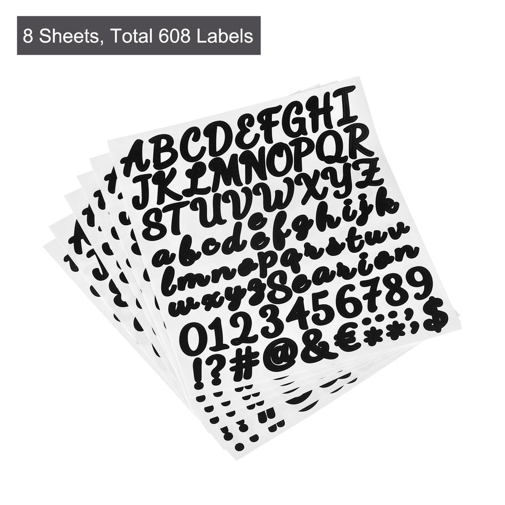 6/8Sheets Letter Alphabet Number Stickers Reflective Labels Self Adhesive Vinyl Sticker for Classroom Organization Sign Address