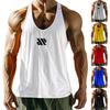 Мужской жилет без рукавов с принтом, свободный узкий жилет, спортивный топ для фитнеса