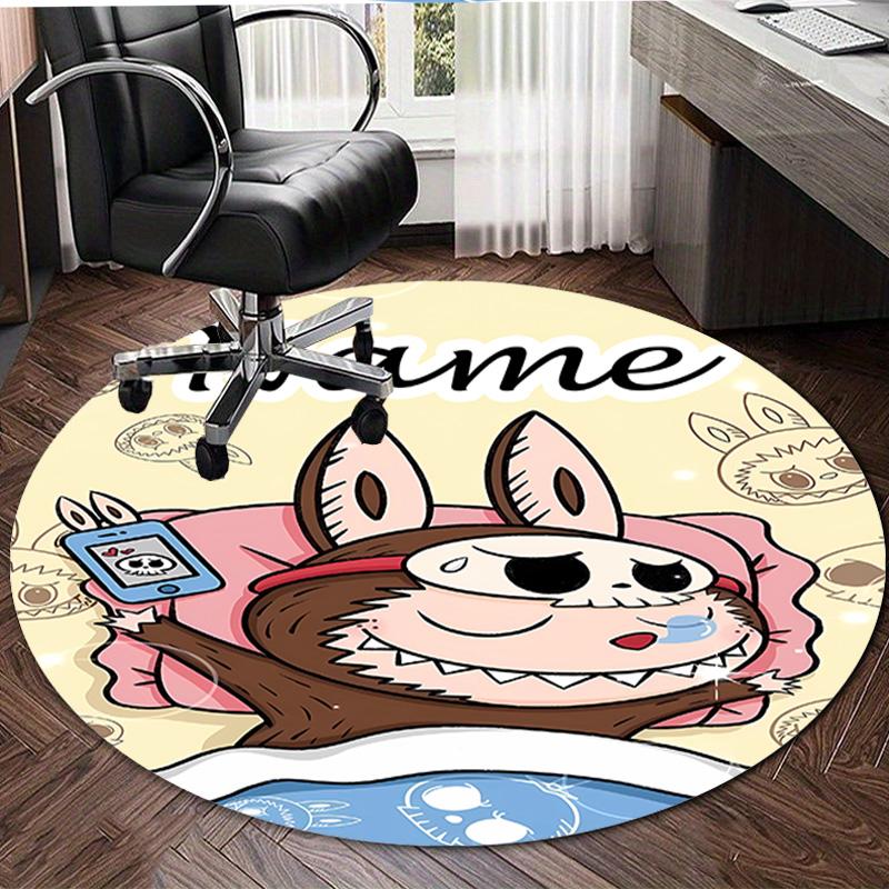 Personalized L-Labubu Round Chair Office Rug - Perfect for Mat, Office Chair & More - Ideal Gift for Birthdays and Holidays