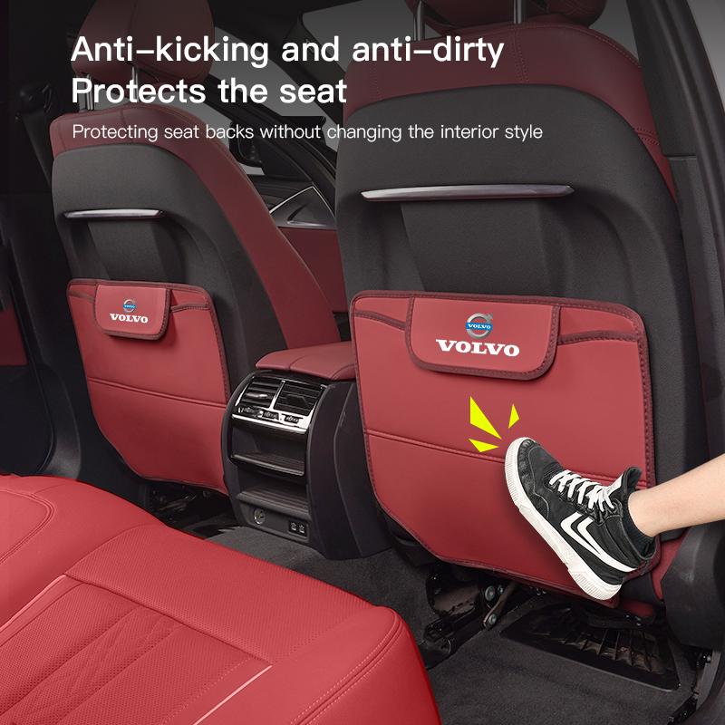 AABBM1 Car Seat Anti Kick Pad Car Interior For Volvo V60 V40 XC90 S60 C30 Olestar AWD Scratch Dirt Resistant Seat Backrest Leather Mat