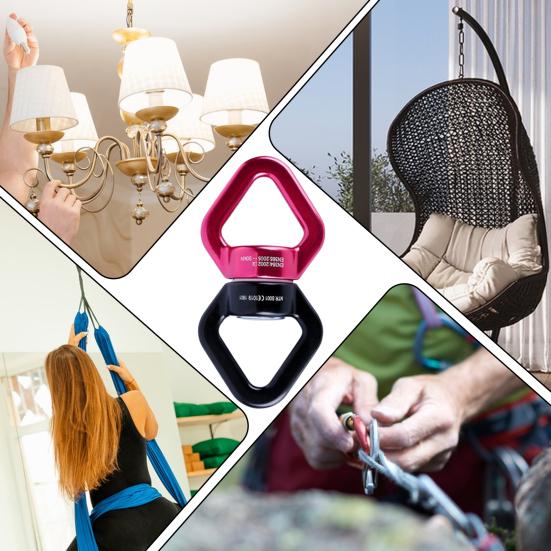 Swing Swivel Aluminum Alloy 30KN Swing Universal Rotating Ring Aerial Yoga Hammock Rotating Connector Outdoor Rock Climbing Bearing Swivel Hook