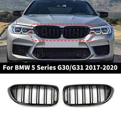 Решетка переднего бампера для BMW 5 серии M5 G30 G31 520i 530i 540i ABS 2-х планчатая глянцевая черная передняя решетка