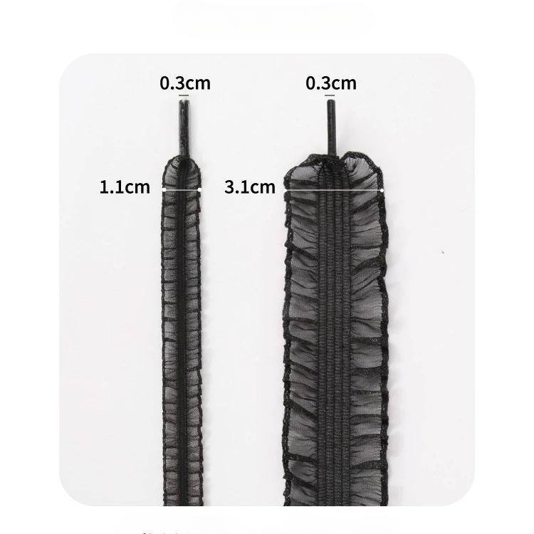 1 Pairs Elastic Lace Shoelaces with Ruffled Trim -Fairy Wind Shoelaces with Wooden Ear Edge