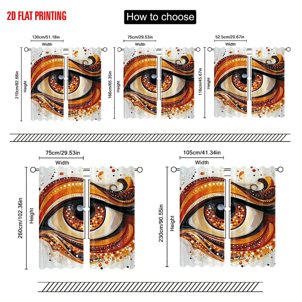 2pcs, plane printing Curtains Abstract Eye Polyester Easy Install (without rod) Home Decor Ldeal for Bedroom Living Room