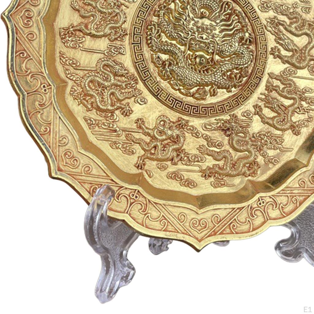 Nine Dragon Plate Collection with Rack Alloy Creative Decorative Practical Sturdy Home Decor