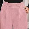 Women Pants Elastic Mid-rise Wide-Leg Loose Style Long Pants Autumn Winter Ribbed Casual Trousers with Pockets