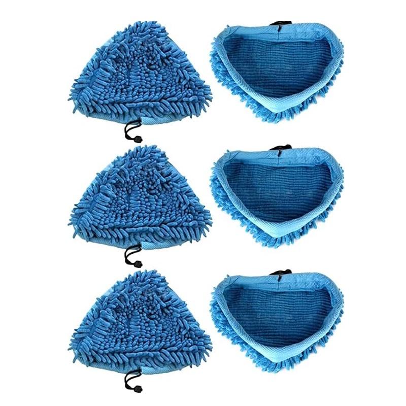 Blue Mop Replacement Pads Steam Mop Triangle Pads Blue Chenille Compatible for H2O X5 H20 Replacement Washable