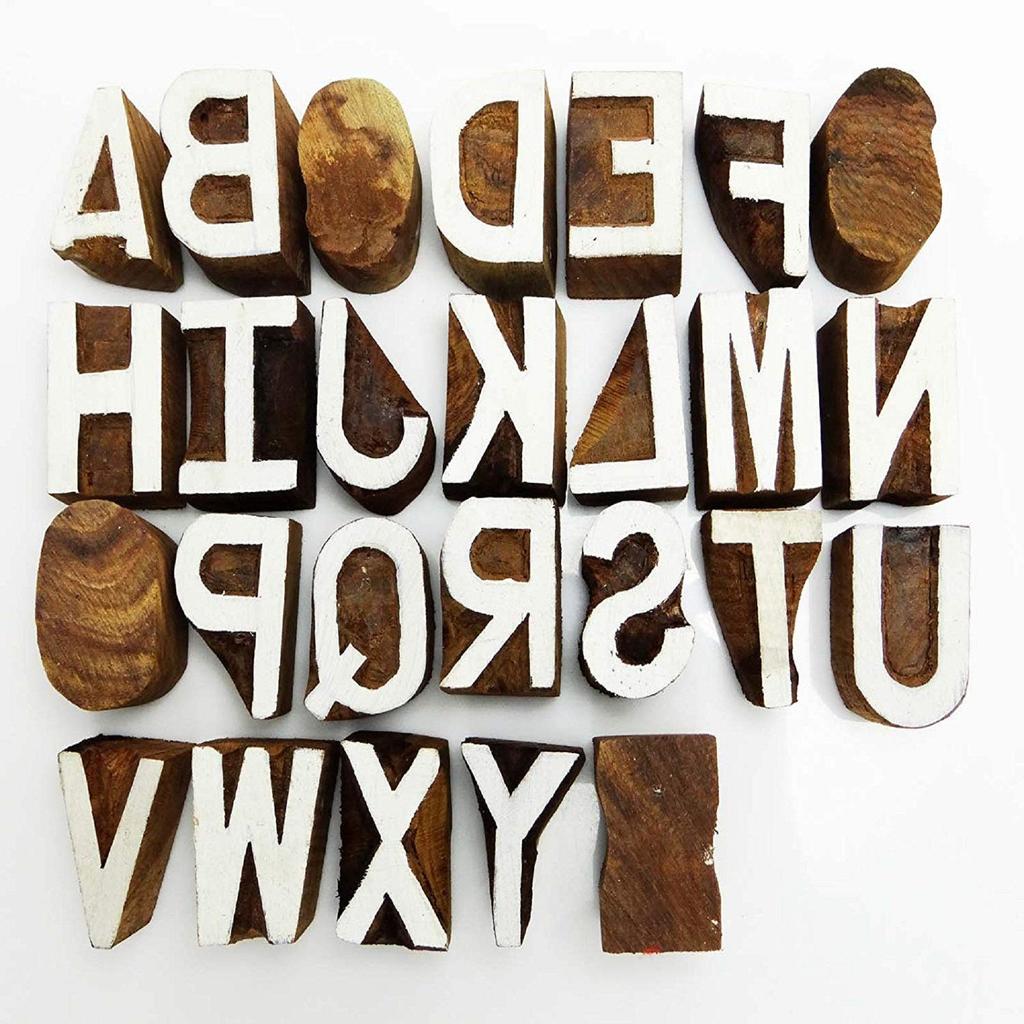 Деревянный алфавит Декоративная текстильная печать Блоки ручной работы Штамп