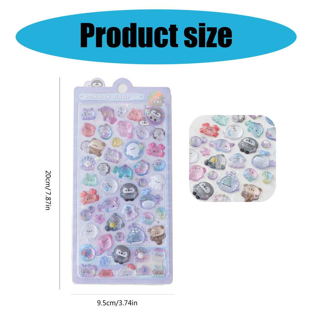 Cartoon 3D Stickers Scrapbooking Stickers Cartoon Animal Stickers for Planner Journals Tablet Skateboards Nail Decals