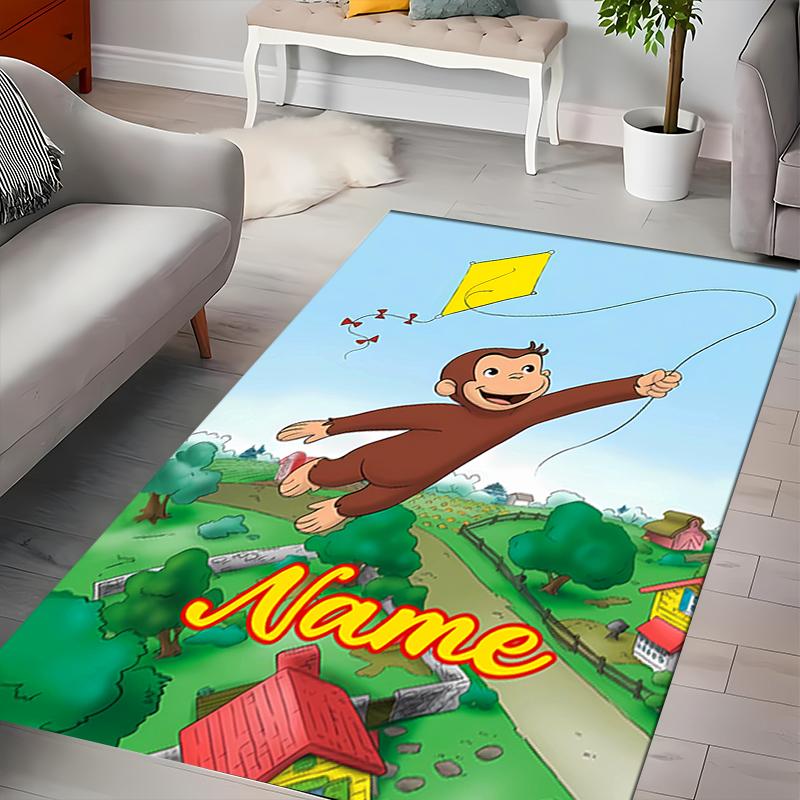 Custom personalization Curious George Area Rug - Perfect For Kitchen, Bathroom,Laundry Room Decor Large Size Available,Gift All Seasons