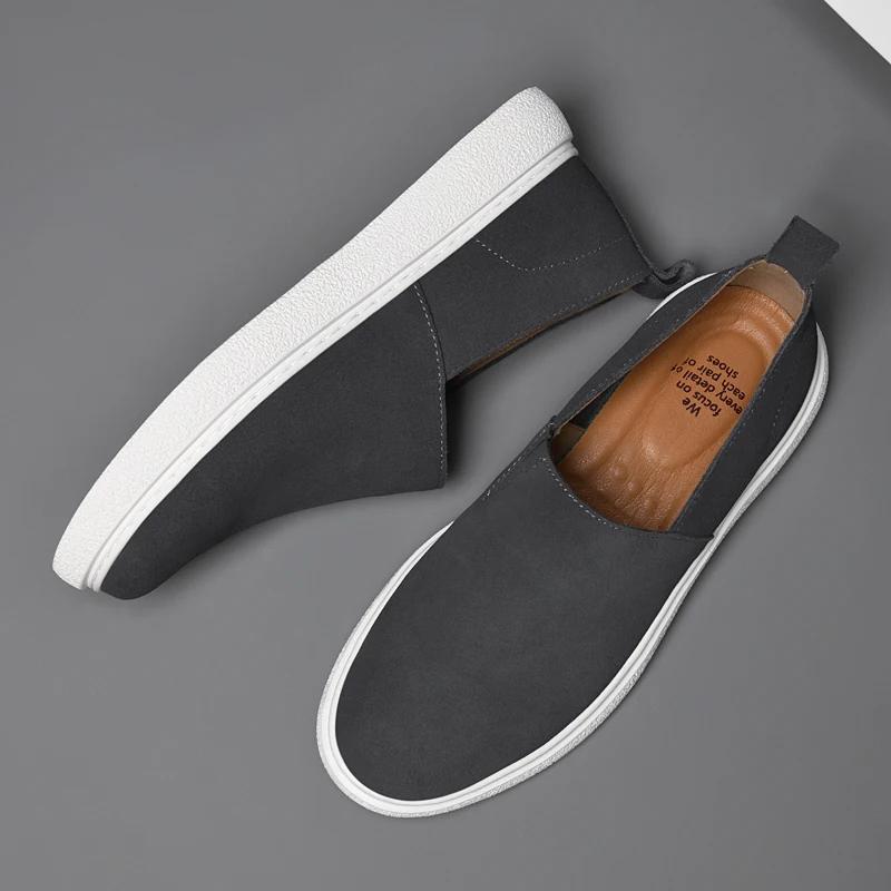 Luxury Men's Leather Shoes Comfy White Sole Casual Shoes Comfortable Soft Sole Handmade Designer for Men Sand Gray Men's Shoes