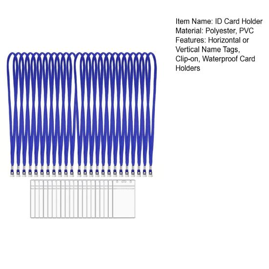 20 шт. держателей для ID-карт со шнурками Прозрачные Водонепроницаемые Запечатываемые Горизонтальные или Вертикальные Бейджи для Имен и Шнурки-ожерелья для Ношения на Шее