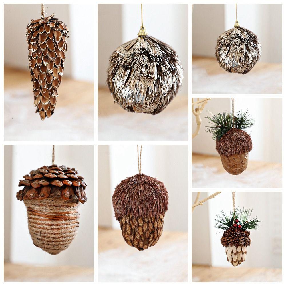 DIY Xmas Tree Hanging Ornaments Small Simulated Pinecone Pendant New Year Gift
