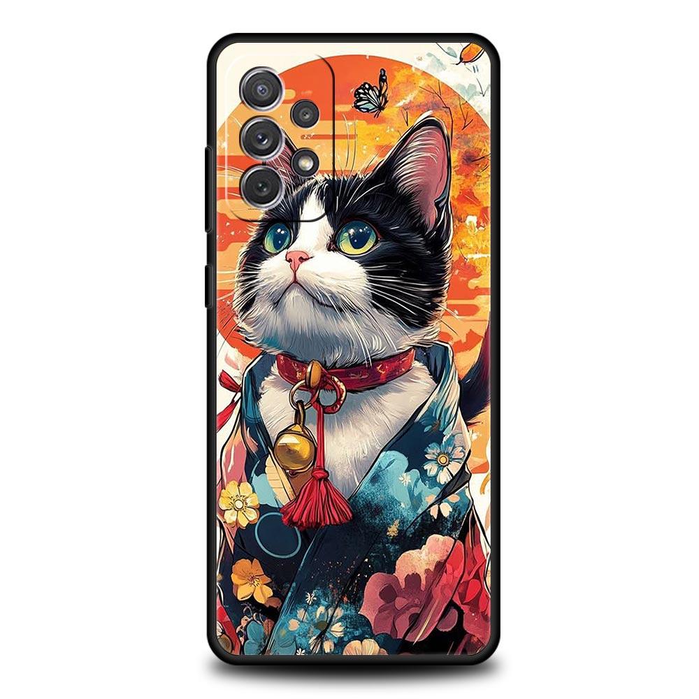 Чехол для телефона Samsung Galaxy A13 A15 A17 A07 A21S A22 A23 A25 A31 A73 A32 A52 A52S A41 5G Мягкий ТПУ Чехол Животное Кошка Татуировка Сумки