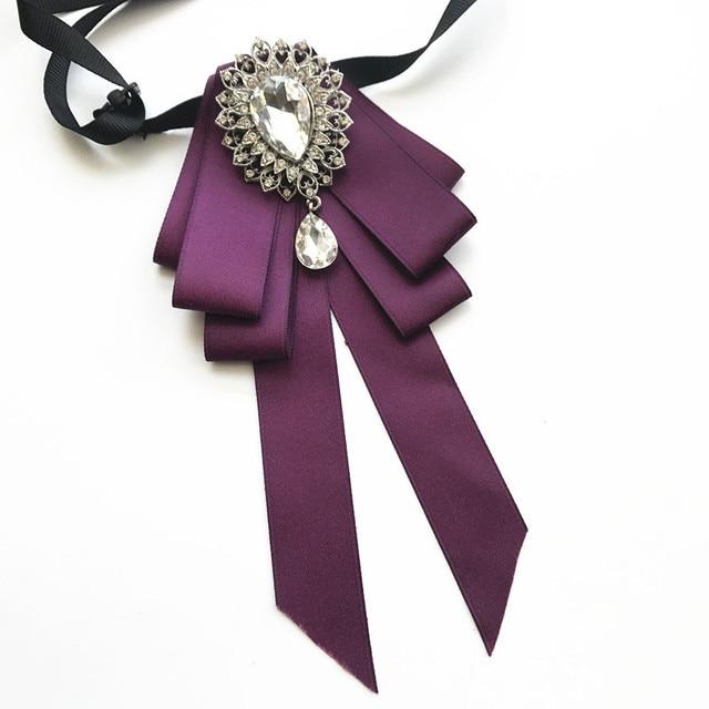 Винтажная брошь в виде галстука-бабочки из ткани с кристаллами, корейская мода, галстуки-бабочки, галстуки для женщин, белый рубашечный воротник, роскошные ювелирные аксессуары