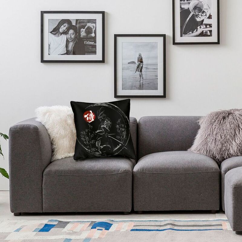 Japanese Samurai Warrior Cushion Cover Sofa Decoration Katana Bushido Square Throw Pillow Case 45X45