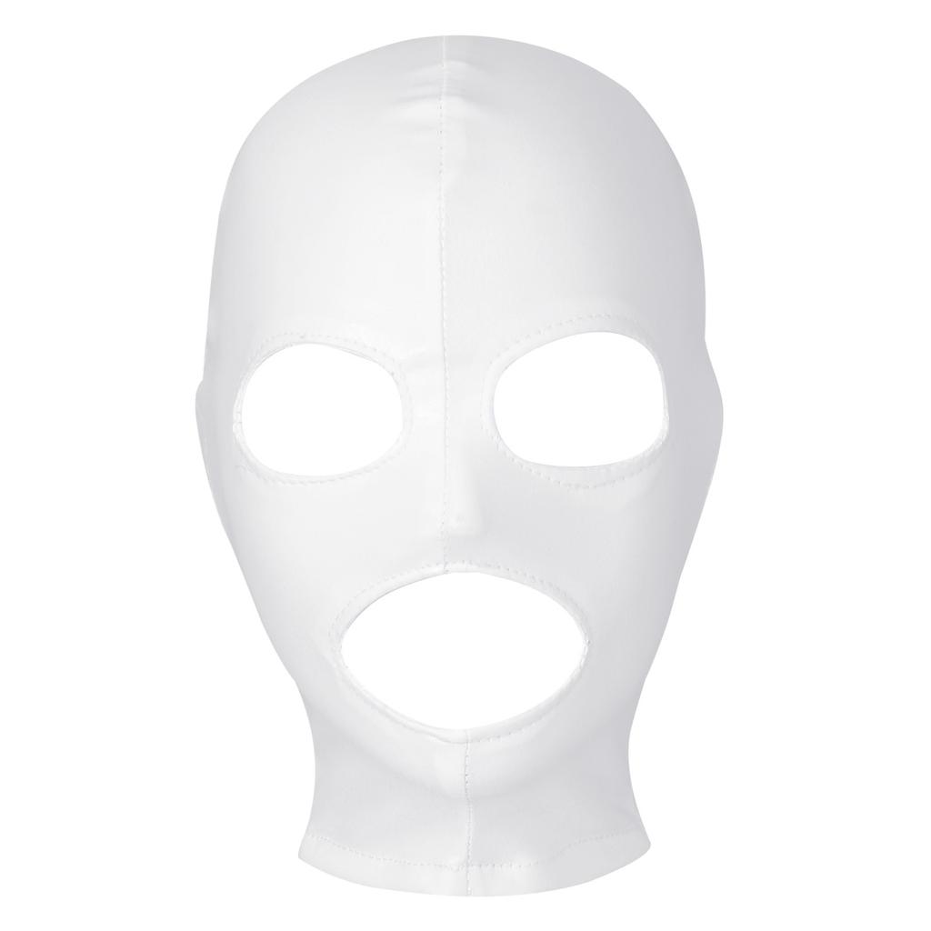 Полнолицевая маска унисекс для взрослых, блестящий латексный головной убор с открытым ртом и капюшоном, костюм для ролевых игр