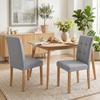 Dining Chairs, Set of 2, Linen-Effect Upholstered Seat, Light Grey