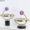 Натуральный Хрустальный Цветочный Пейзаж Украшения Мраморное Основание Настольное Украшение Позолоченное Произведение Искусства Современные Ремесла Эстетическое Украшение Комнаты