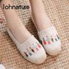 Embroider Flats Women Shoes Spring Summer Round Toe Concise Breathable Handmade Sewing Casual Ladies Shoes