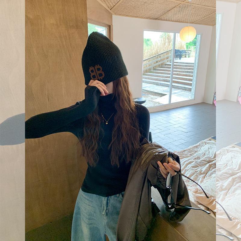 Basic Pink Versatile Turtleneck Inner Bottoming Shirt Women's Spring New Slim-fitting and Thin Knitted Sweater