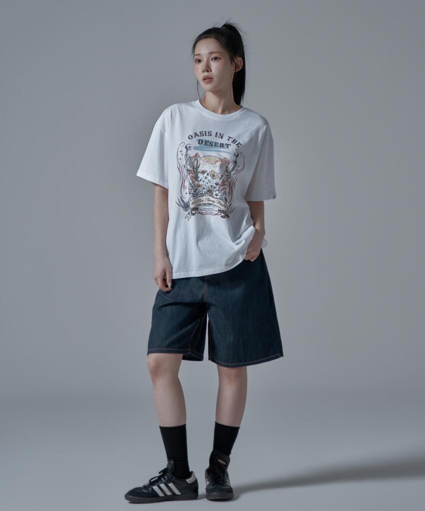 WAARFORWOMAN Wt-72 Skull Oversized Short Sleeve T-Shirt_White