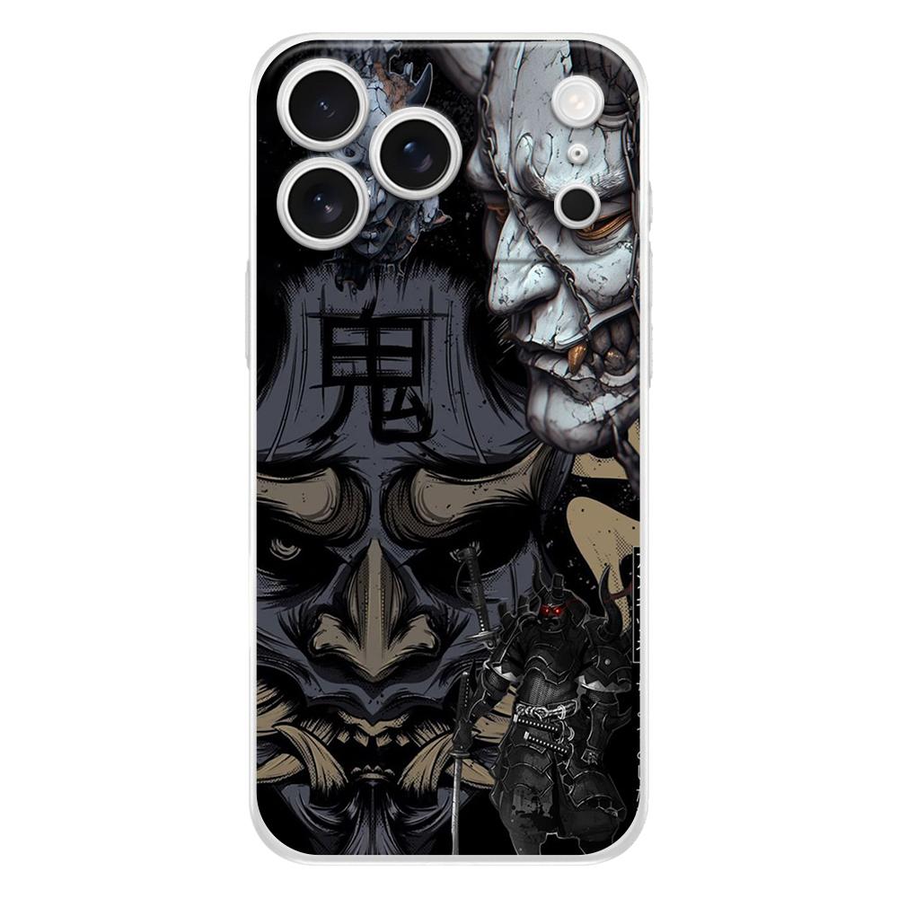Мягкий чехол для телефона для iPhone 17 Air 16E 16 11 15 14 Pro MAX 12 13 7 8 Plus SE Пасхальный чехол Защита Япония Лицо призрака Самурай