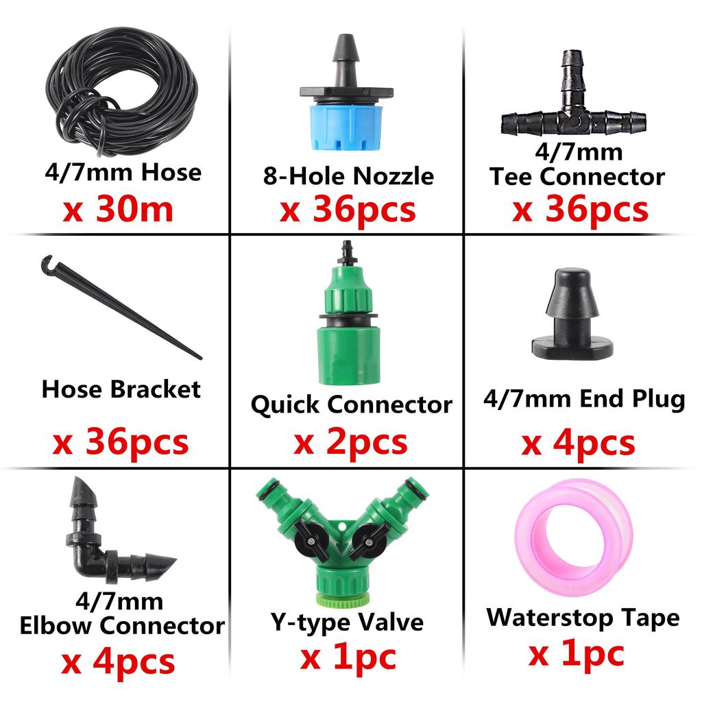 Комплект для капельного орошения с регулируемой насадкой и экономией воды