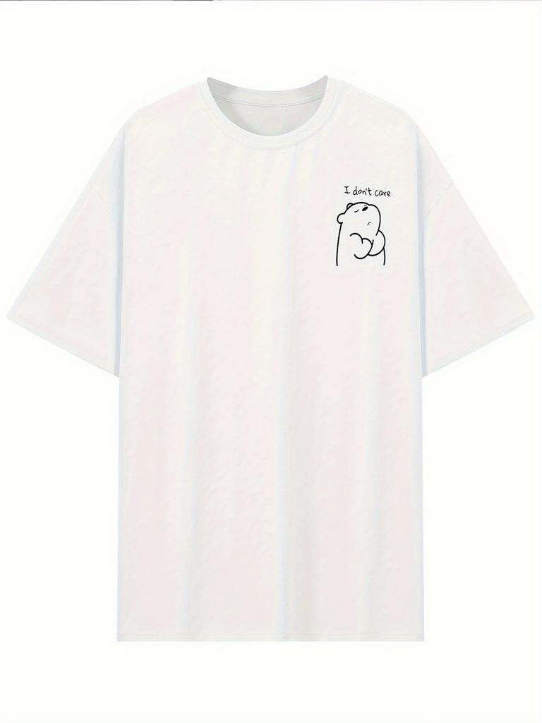 Simple Bear Print Short-sleeved T-shirt Casual and Versatile Style Suitable for Women's Daily and Outing Wear