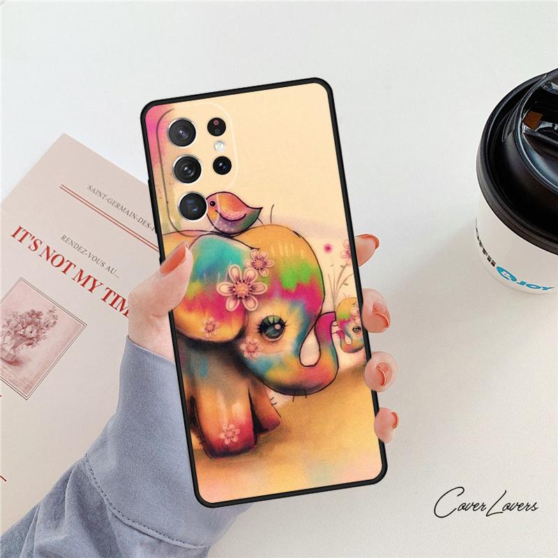 Cute Baby Elephant phone case For Samsung Galaxy S24 S25 S23 S22 Ultra Note 10 20 Plus S20 S21 FE Cover