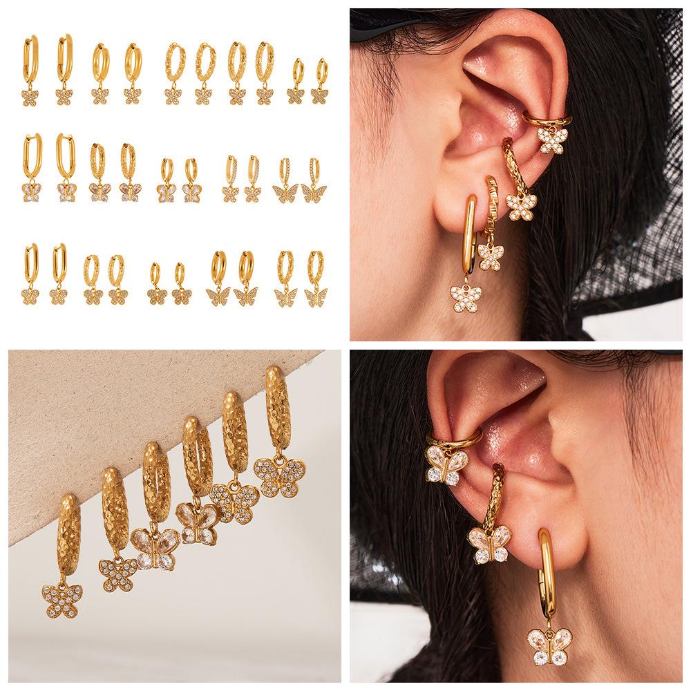 Oumika Позолоченные серьги-бабочки с бриллиантами для женщин