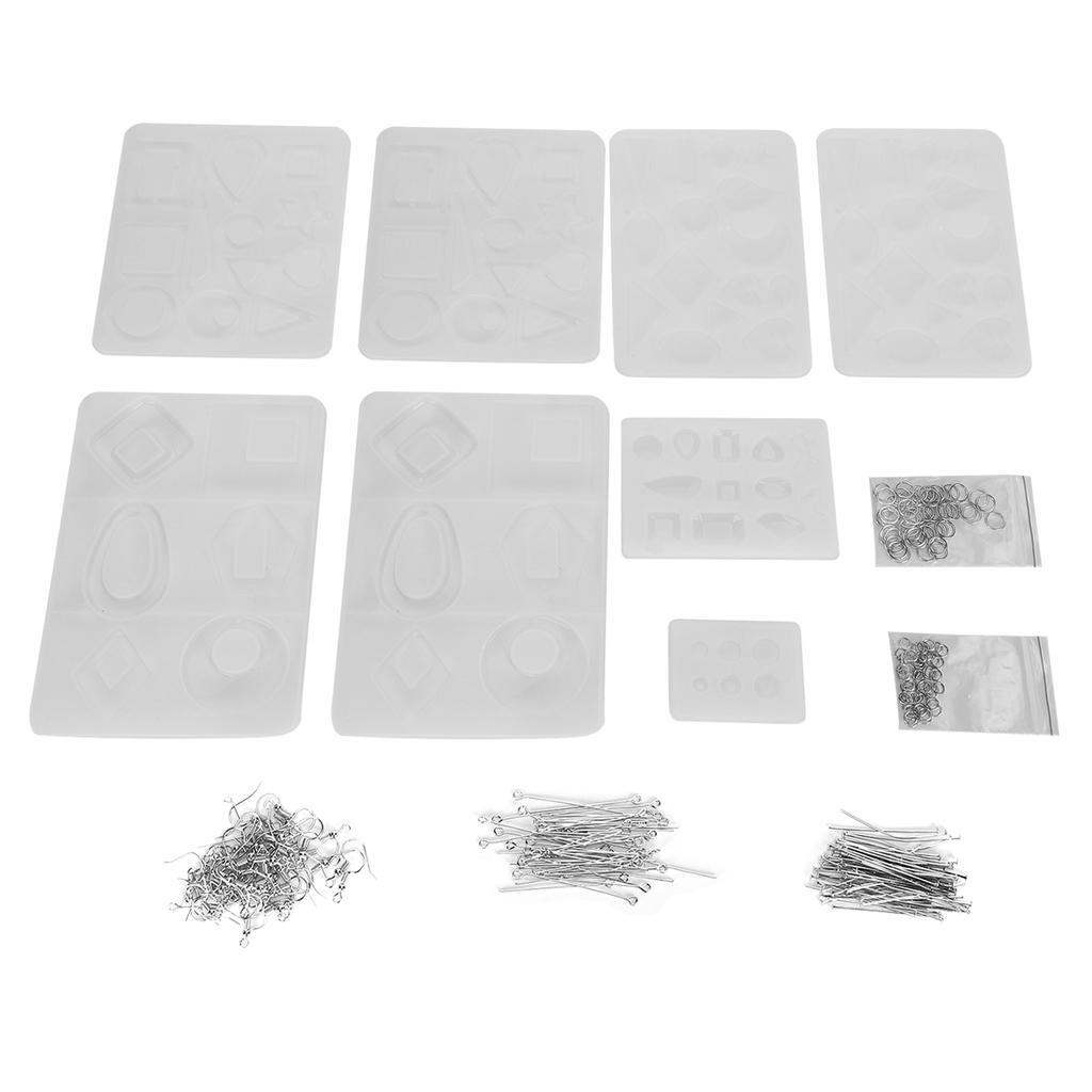 Silicone Casting Molds Tools Open Eye Pins Rings Set for Jewelry Pendant DIY Craft Making