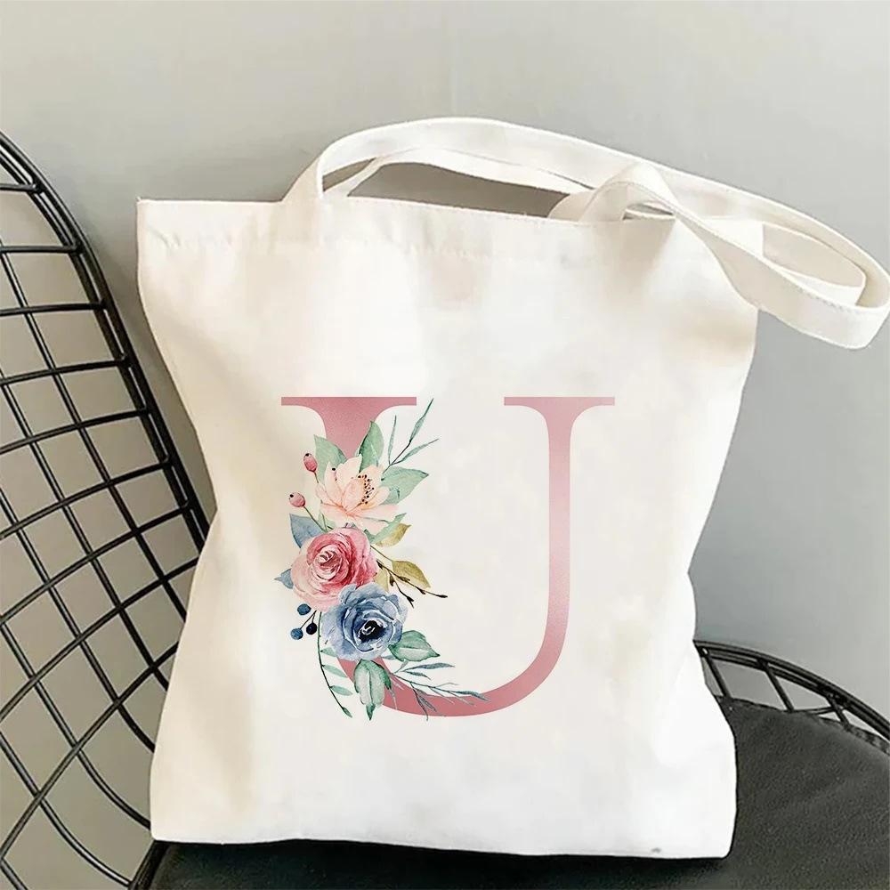 26 Letter Printed Canvas Bag Handbag Large Capacity Fashion Student Shoulder Bag Women