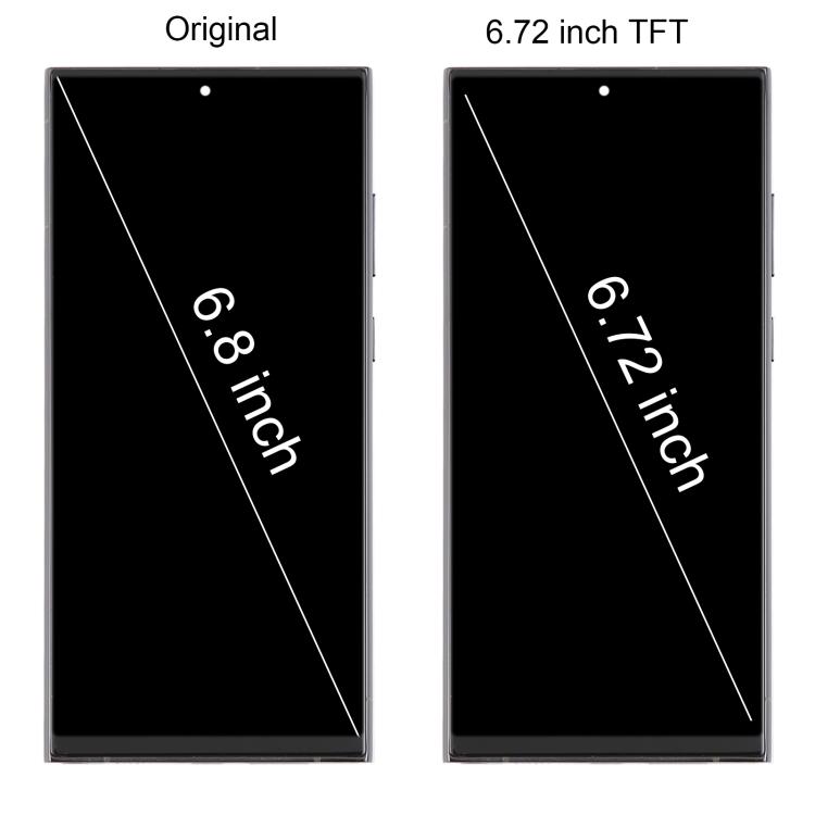 Для Samsung Galaxy S22 Ultra SM-S908B 6,72-дюймовый TFT LCD экран, сборка с дигитайзером и рамкой, не поддерживает распознавание отпечатков пальцев