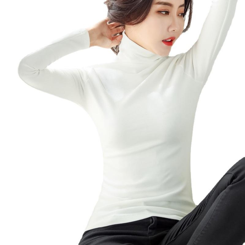 Водолазка из бархата, женская однотонная рубашка на осень и зиму, новая облегающая и тонкая студенческая футболка с длинными рукавами