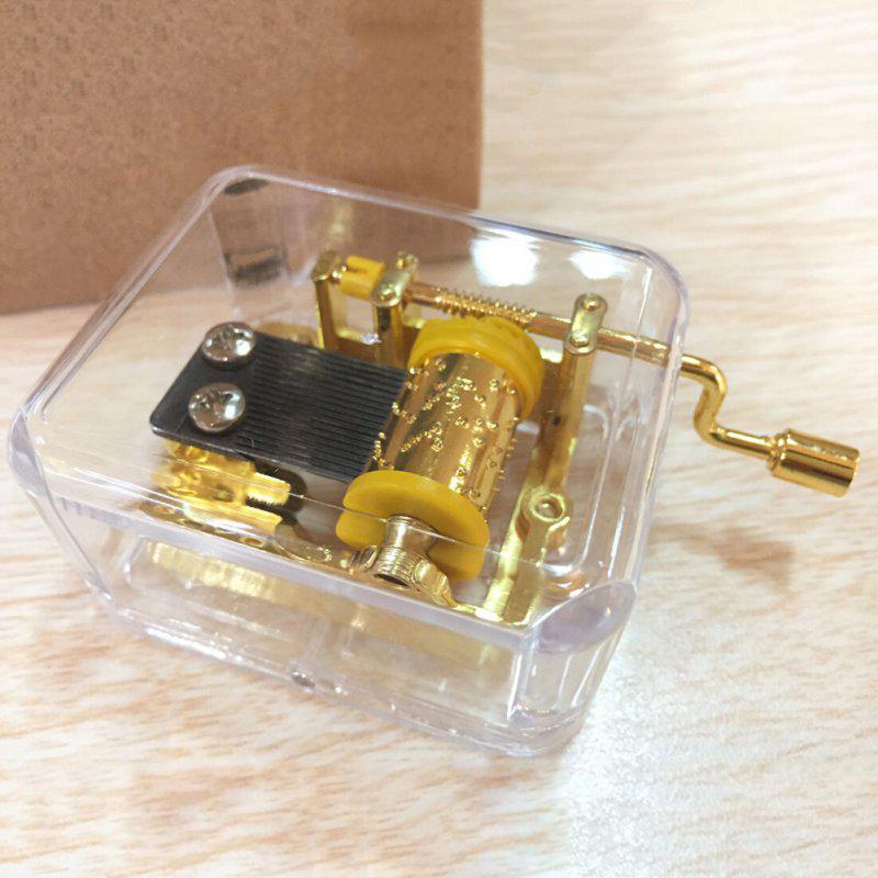 Изысканная прозрачная акриловая квадратная золотая музыкальная шкатулка Gurdy с ручным управлением