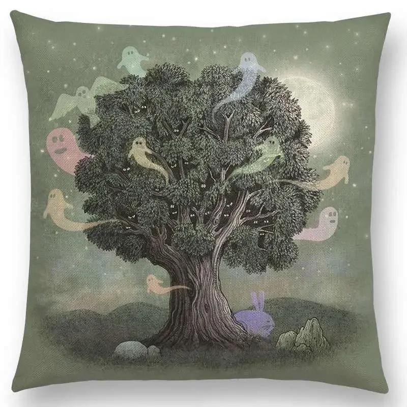 Новейшая Милая Маленькая Привидение Парусник Кит Океан Олень Медведь Дайвер Принты Наволочка Диванная Подушка