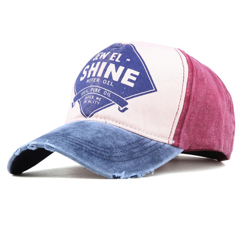 Vintage Distressed Baseball Cap "Jewel Shine" Print Washed Cotton Dad Hat