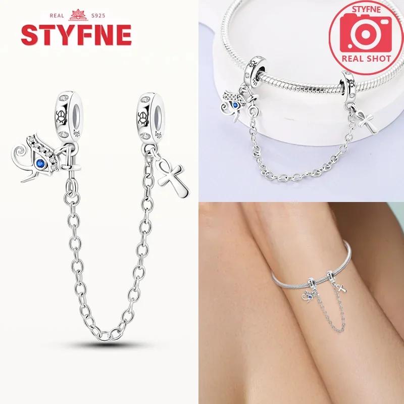 Женский оригинальный браслет, ювелирные украшения, подарок своими руками, шармы, бусины, медь, серия «Религия», ангел-хранитель, крест, предохранительная цепочка, шармы-бусины