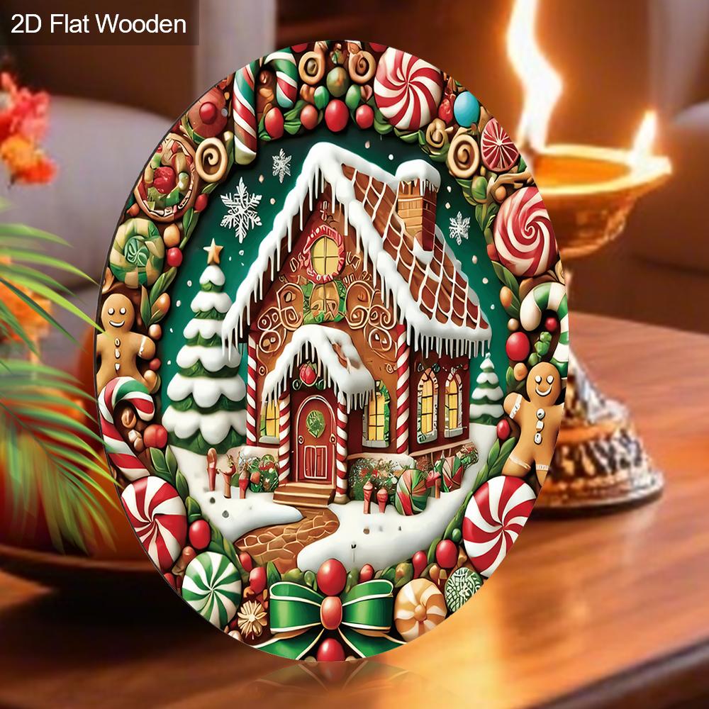 Рождественская деревянная табличка с узором снежного домика - Табличка Navidad для декора входной двери, двора, балкона - Идеальное рождественское украшение