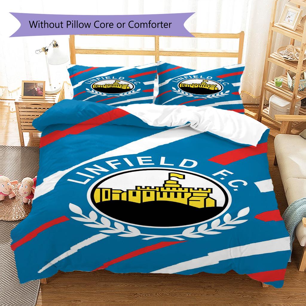 Linfield fc Pattern Bedding Set Quilt Cover Pillowcase Home Decor Gift (1 * duvet cover + 2 * pillowcase, without core)