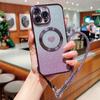 Чехол для телефона с магнитным ремешком на запястье для iPhone 16, 15, 14 Plus, 13, 12, 11 Pro Max, защитный чехол с блестками и градиентом Love