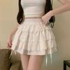 White Lace Cake Skirt for Women High Waist Kawaii Cute Sweet A-line Skirt Lolita Girl Clothing Japanese Style
