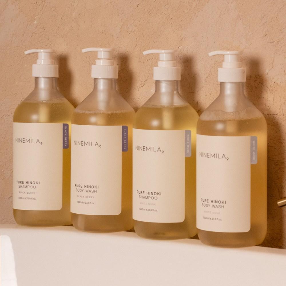 Nine Mila Pure Hinoki Shampoo Blackberry Fragrance, 1L, 5 ea.