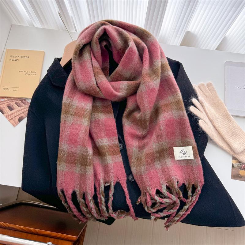 Winter Men and Women Couples Scarf Warm Thickened Shawl Soft Waxy Retro Lazy Style Scarf