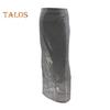 Maxi Skirt High Waist Solid Color Long Skirt with Shiny Sequin Decoration Home Commuting Street Leg-lengthening Skirt