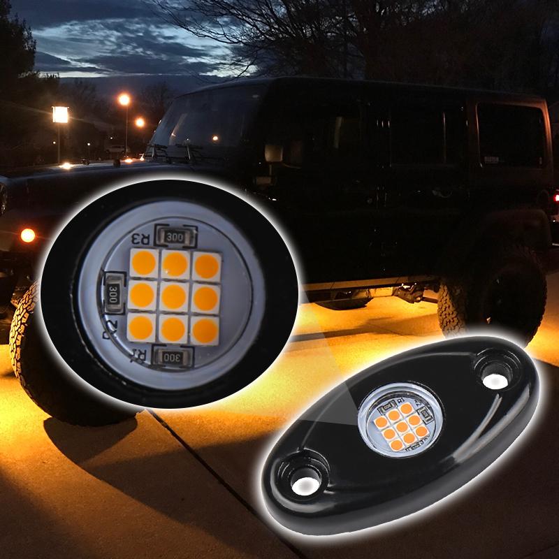 OVOVS Rock Lights 9 LED Rock Lights White Rock Lamp for Jeep Off Road ATV SUV RZR 4x4 Boat